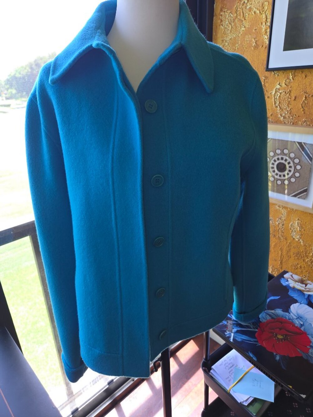 Anne Klein Wool Coat / Jacket Bright Peacock Blue